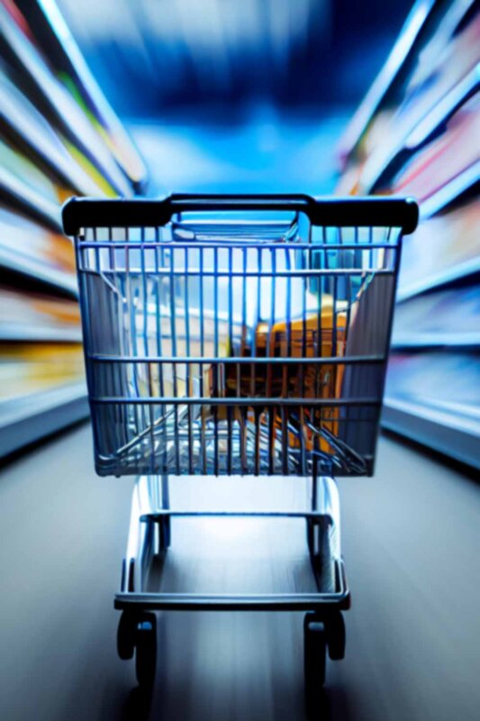 Gomlaza-shopping-cart-blurred-background